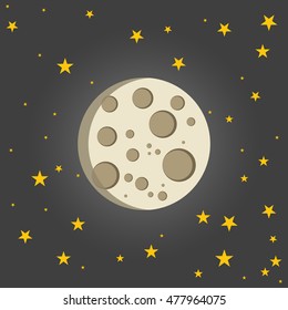 Vector illustration of moon with star sky