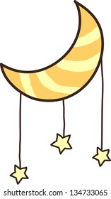 Ilustración vectorial de una luna con estrellas