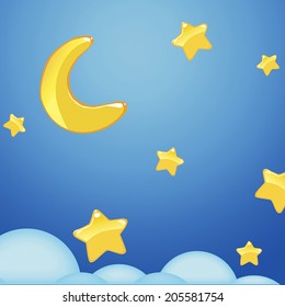 Vector illustration moon and stars