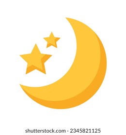 Vector illustration of the moon with stars. Isolated on a white background.	
