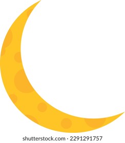 Vector illustration of moon in waning phase. Thin moon with craters.