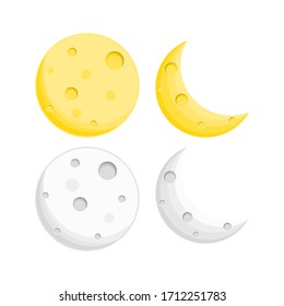 vector illustration moon yellow and white color
