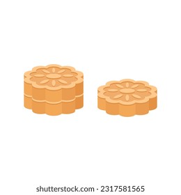 Vector illustration of mooncake, Chinese bakery product traditionally eaten during the Mid-Autumn Festival 