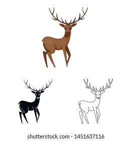 Vector illustration of moose and animal icon. Set of moose and antler stock vector illustration.