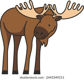 Vector illustration of a moose in cartoon style 