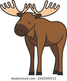 Vector illustration of a moose in cartoon style 