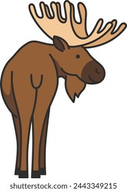 Vector illustration of a moose in cartoon style 