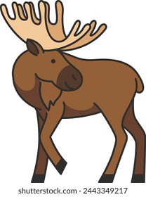 Vector illustration of a moose in cartoon style 