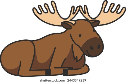 Vector illustration of a moose in cartoon style 