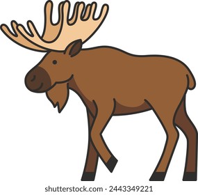 Vector illustration of a moose in cartoon style 