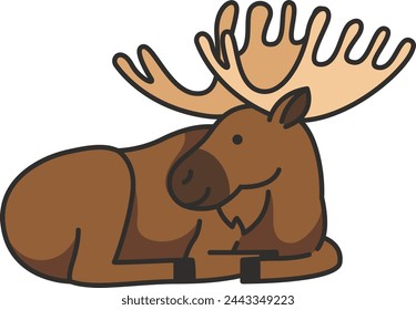 Vector illustration of a moose in cartoon style 