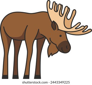 Vector illustration of a moose in cartoon style 