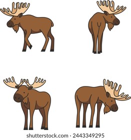 Vector illustration of a moose in cartoon style 