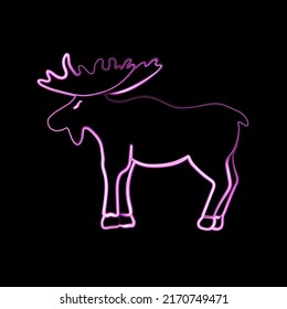 Vector illustration of moose with neon effect.
