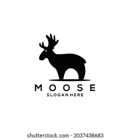 Vector Illustration of Moose Pose Silhouette Logo with a cute design style suitable for your business