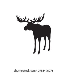 vector illustration of a moose silhouette isolated on white background