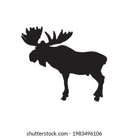 vector illustration of a moose silhouette isolated on white background