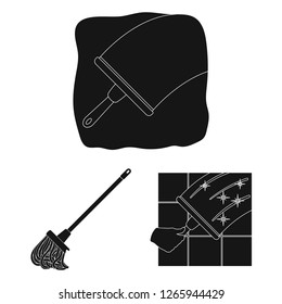 Vector illustration of mop and broom  icon. Set of mop and cleaner stock vector illustration.