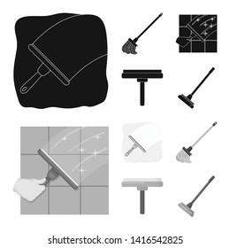 Vector illustration of mop and broom  logo. Collection of mop and cleaner vector icon for stock.