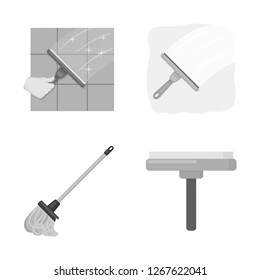 Vector illustration of mop and broom  sign. Set of mop and cleaner vector icon for stock.