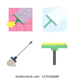 Vector illustration of mop and broom  sign. Collection of mop and cleaner stock vector illustration.