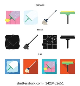 Vector illustration of mop and broom sign. Collection of mop and cleaner stock vector illustration.