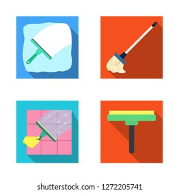 Vector illustration of mop and broom  symbol. Set of mop and cleaner stock vector illustration.