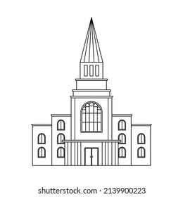 Vector illustration of the Mormon church. Religious architectural building. Outline