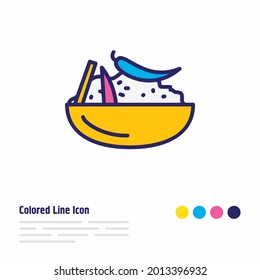 Vector illustration of moroccan couscous icon colored line. Beautiful world cuisine element also can be used as appetizing icon element.