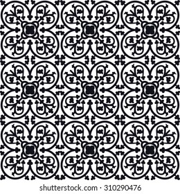Vector Illustration of Moroccan tiles Seamless Pattern for Design, Website, Background, Banner. Element for Wallpaper or Textile. Middle Ages Ornament Texture Template
