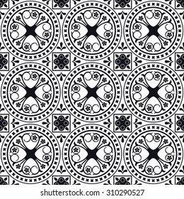 Vector Illustration of Moroccan tiles Seamless Pattern for Design, Website, Background, Banner. Element for Wallpaper or Textile. Middle Ages Ornament Texture Template