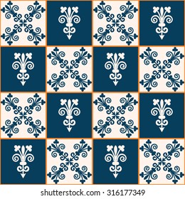 Vector Illustration of Moroccan tiles Seamless Pattern for Design, Website, Background, Banner. Element for Wallpaper or Textile. Middle Ages Ornament Texture Template