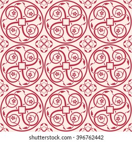 Vector Illustration of Moroccan tiles Seamless Pattern for Design, Website, Background, Banner.Spanish element for Wallpaper, Ceramic or Textile. Middle Ages Ornament Texture Template