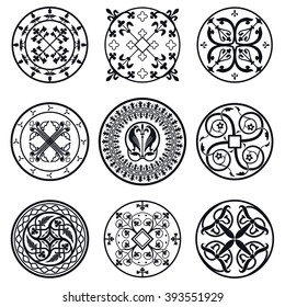 Vector Illustration of Moroccan tiles sign for Design, Website, Background, Banner. Spanish element for Wallpaper, Ceramic or Textile. Middle Ages Ornament