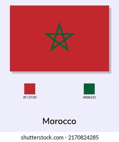 Vector Illustration of Morocco flag isolated on light blue background. Illustration Morocco flag with Color Codes. As close as possible to the original. ready to use, easy to edit. 
