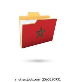 Vector illustration of Morocco flag isolated in file folder on white background.
