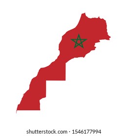 Vector illustration of Morocco flag map. Vector map.
