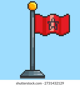 Ilustración vectorial de la bandera de Marruecos con el diseño del arte del pixel, perfecto para los diseños temáticos de los activos del juego