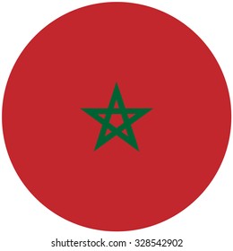 Vector illustration of morocco flag. Round national flag of  morocco. Moroccan flag