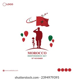 Vector illustration of Morocco Independence Day social media feed template