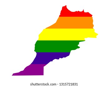 vector illustration of Morocco map with LGBT flag