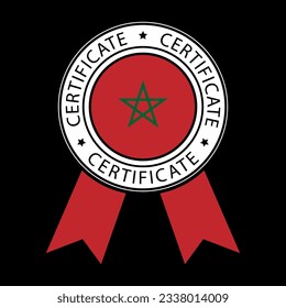 Vector illustration of Morocco ribbon certificate on black background.