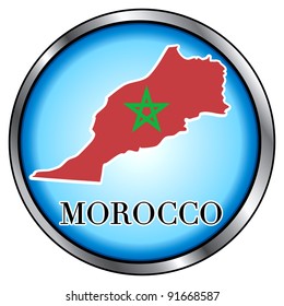 Vector Illustration for Morocco, Round Button.