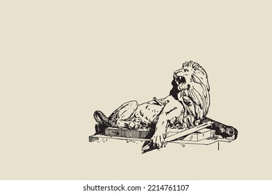 Vector illustration - mortally wounded lion