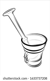 Vector illustration - Mortar and pestle on a white background.