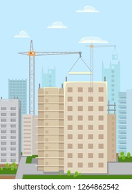 vector illustration of mortgage construction, new district, housing