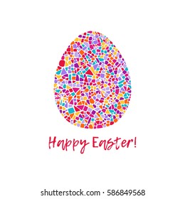 Vector illustration with mosaic egg. Happy Easter vector illustration on white background.