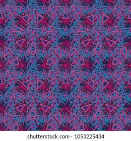 Vector illustration. Mosaic, embroidery, wallpaper, kaleidoscope, mandala. Seamless pattern made of small squares on the background. Vector pixel oriental mandala in black, violet and blue colors.