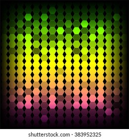 Vector illustration of Mosaic pink, green, yellow background.