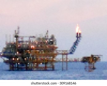 Vector illustration mosaic pixel oil refinery